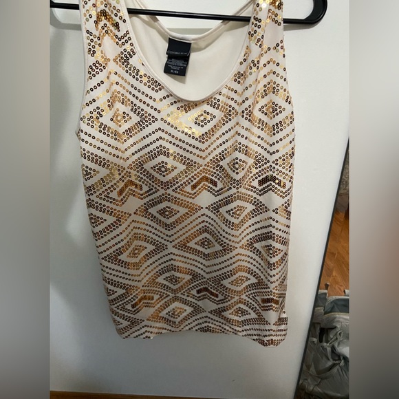 sequined tank, cream with gold - Picture 1 of 5
